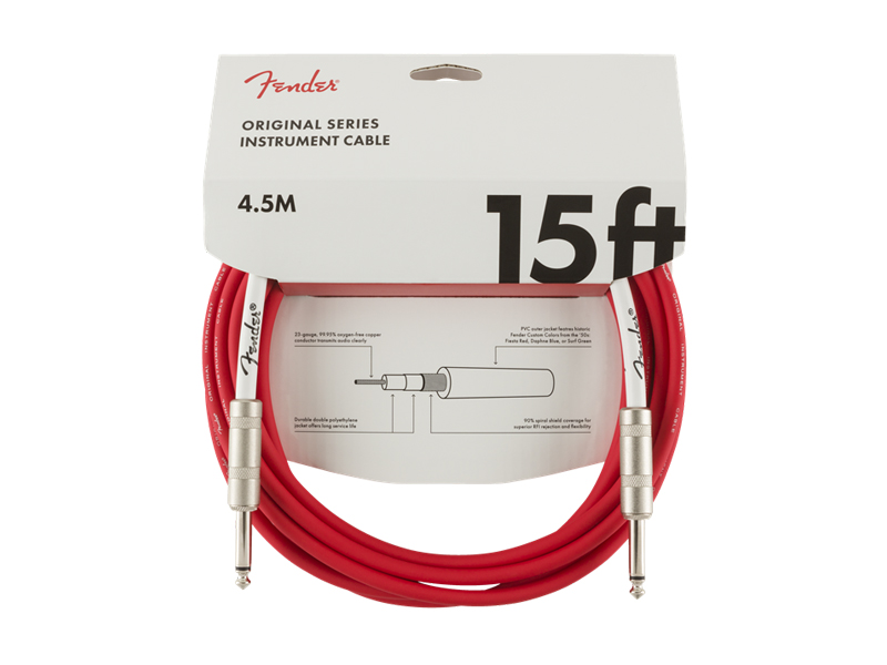 FENDER Original Series Instrument Cable, 15', Fiesta Red | Nástrojové kabely v délce 4,5m - 01