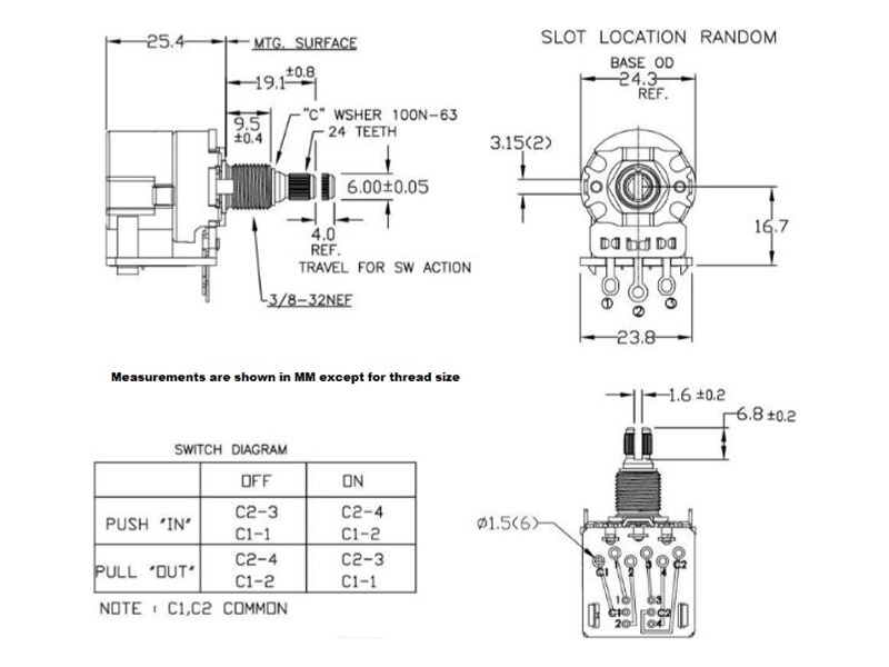 TAD potenciometr CTS 500k DPDT Push-Pull - nepoužívat | Potenciometry, knoby a knoflíky na kytary a baskytary - 04