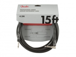 FENDER Professional Series Instrument Cables, Straight/Angle, 15', Black | Nástrojové kabely v délce 4,5m