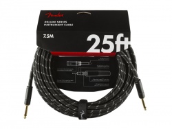 FENDER Deluxe Series Instrument Cable, Straight/Straight, 25', Black Tweed | Nástrojové kabely v délce 7,5m
