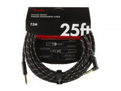 FENDER Deluxe Series Instrument Cable, Straight/Angle, 25', Black Tweed | Nástrojové kabely v délce 7,5m