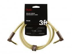 FENDER Deluxe Series Instrument Cable, Angle/Angle, 3', Tweed | Krátké nástrojové kabelové propojky